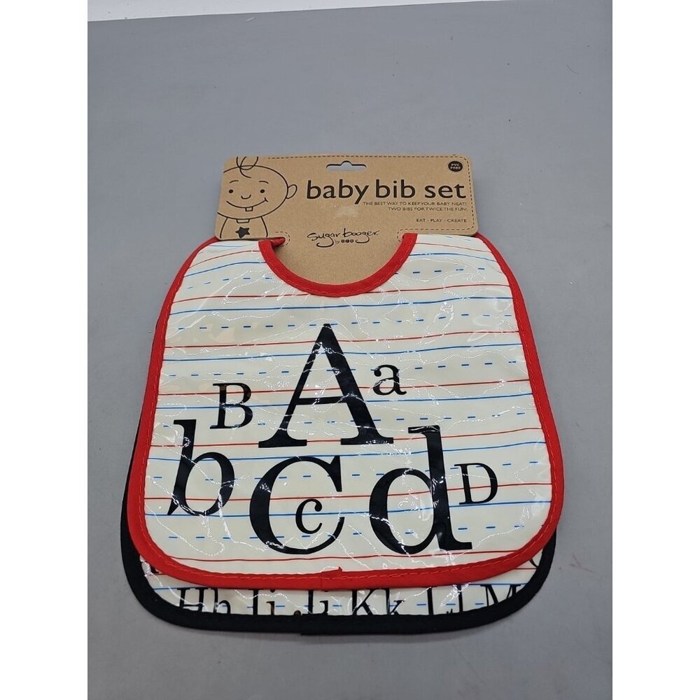 NEW Sugarbooger Mini Bib Gift Set of 2 Vintage Alphabet New